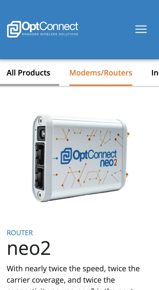 Screenshot from the Optconnect store